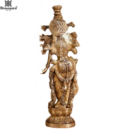 Brass Krishna Murti Weight 3.4 Kg And Height 14 Inch