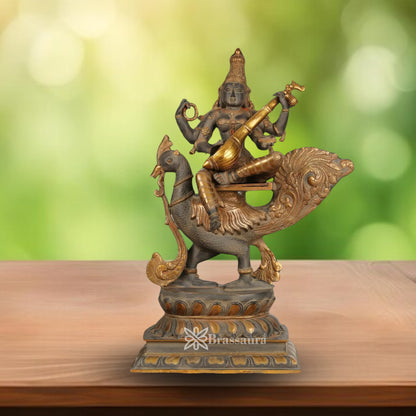 Brass Saraswati Statue Weight 33.5 Kg And Height 28 Inch