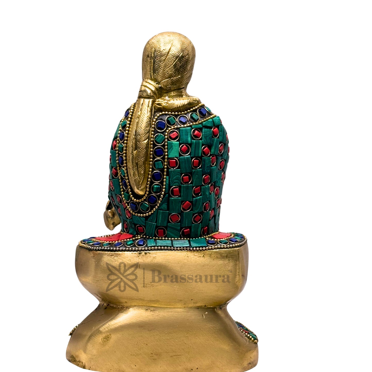 Brass Gem Stone Work Sai Baba Murti for Home and Decor Show Piece for Living Room Height 23 cm Weight 2.4 Kg