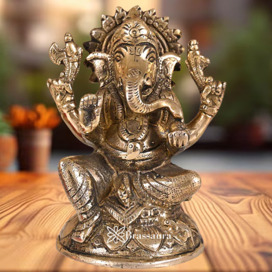 Brass Ganesha Statue Weight 1 Kg & Height 4 Inch