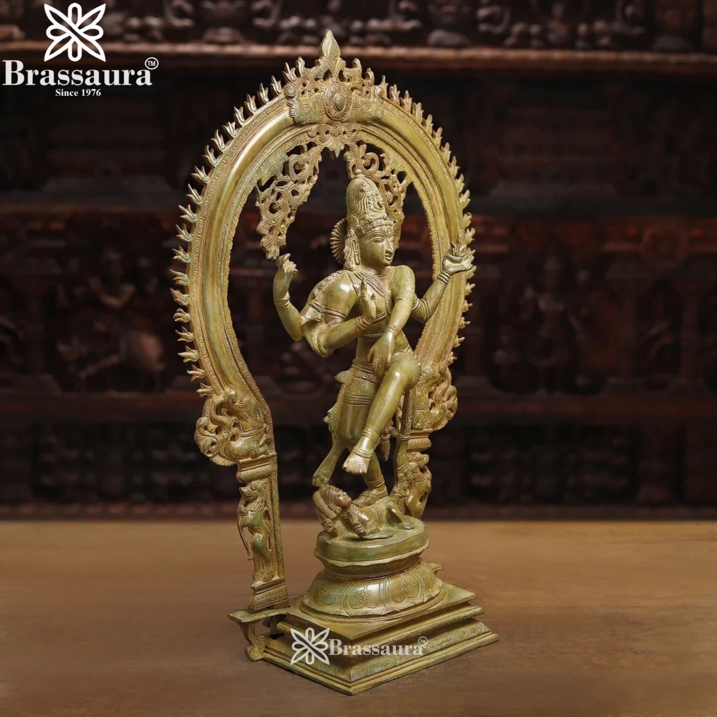 Brass Patina Dancing Natraj Statue Weight 16.16 Kg And Height 26 Inch