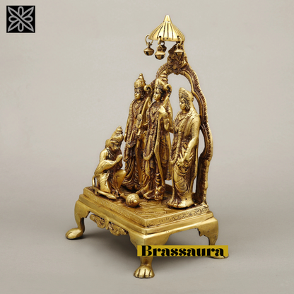 Brassaura™ Pure Brass Ram Darbar Idol – 14 Inch Height, 5.270 Kg Weight – Handcrafted Golden Finish Statue