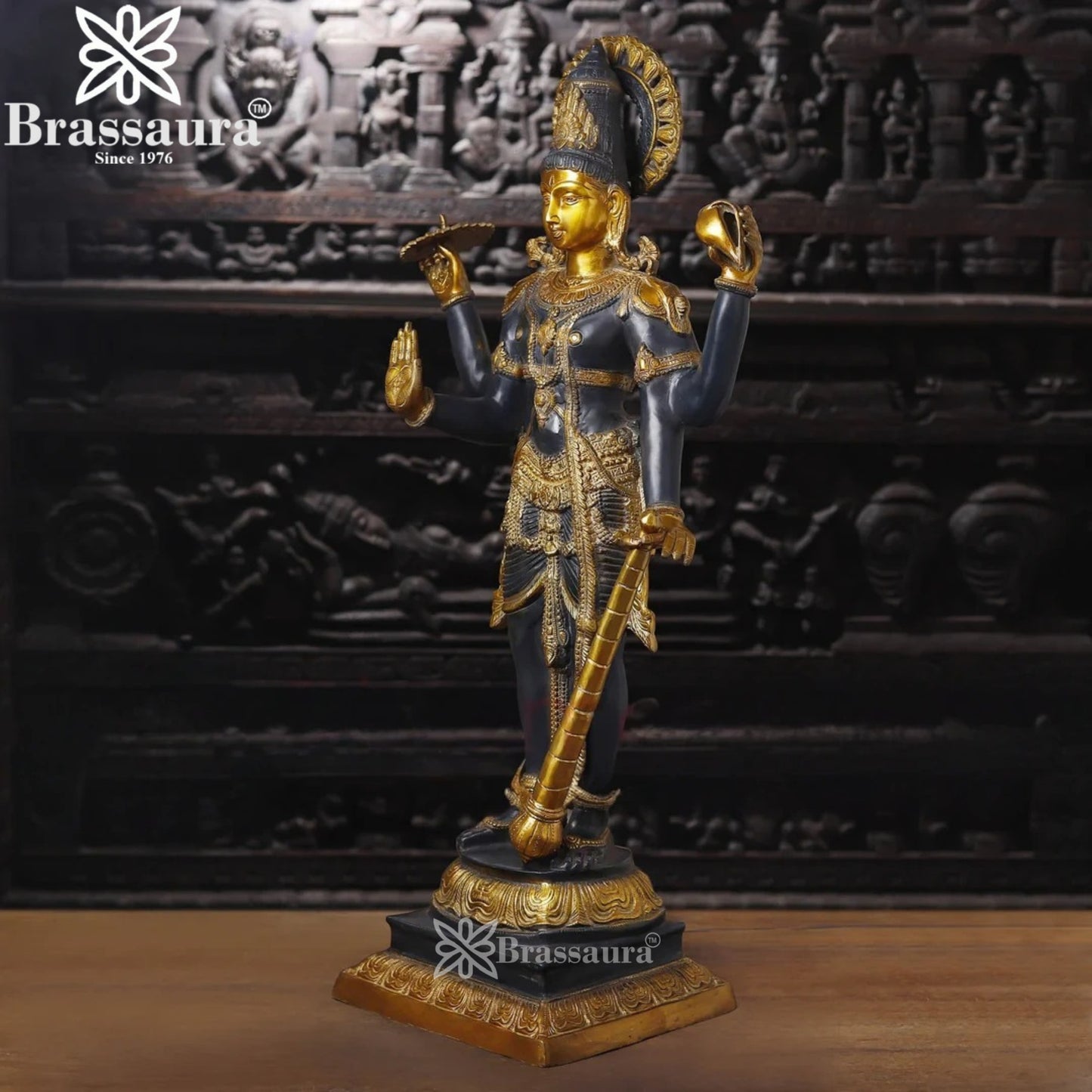 Brass Vishnu Statue Weight 31.77 Kg And Height 41 Inch