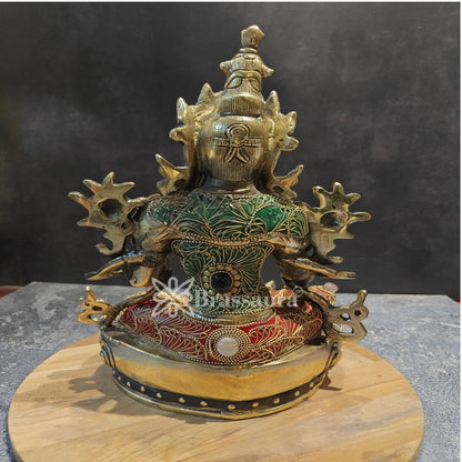 Brass Gem Stone Work Tara Weight 4.8 Kg & Height 13 Inch