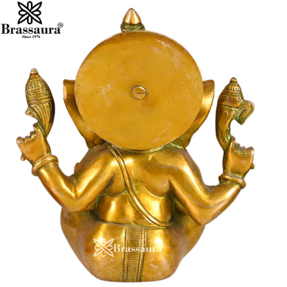 Brass Ganesha Statue Weight 3.14 Kg & Height 8 Inch
