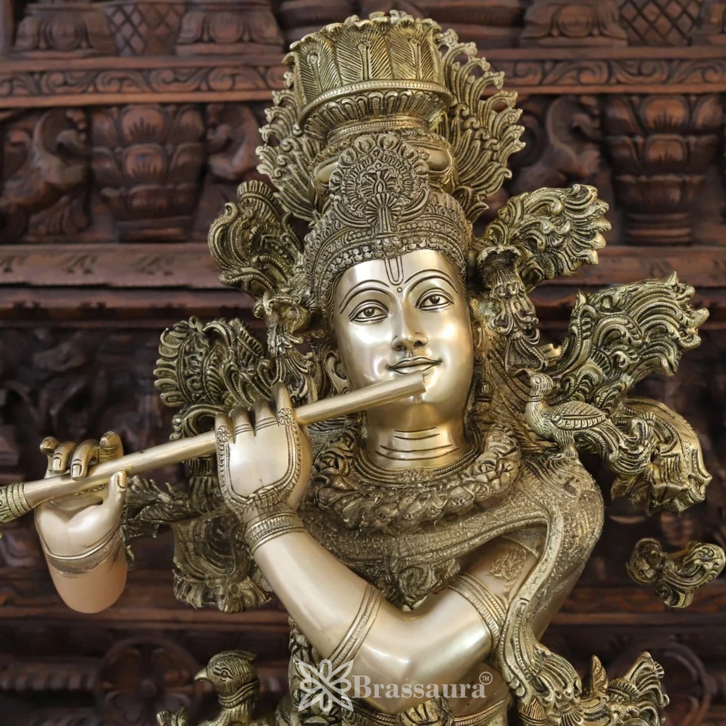 Brass Krishna Murti Weight 73.24 Kg And Height 43 Inch