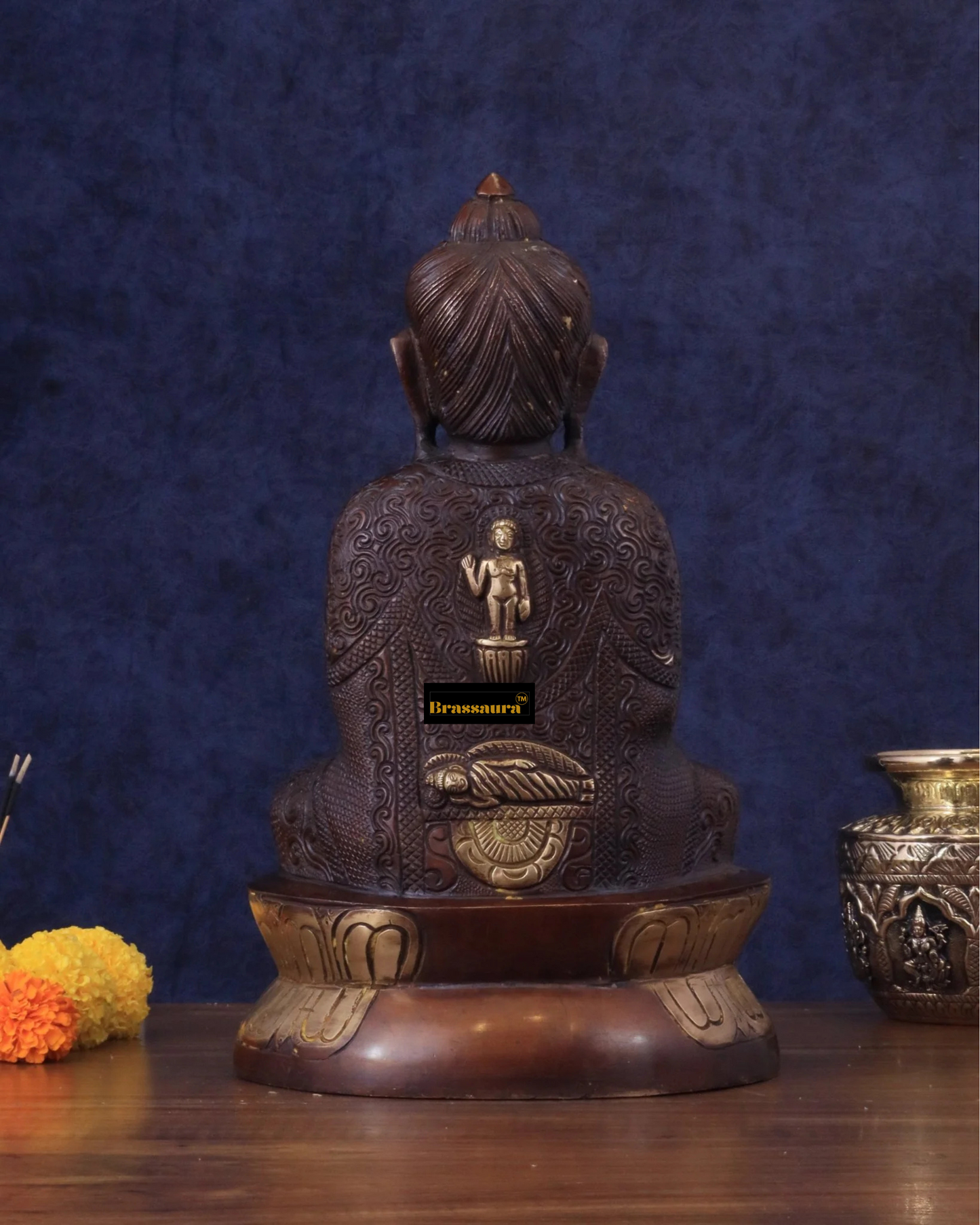 Brassaura™ Pure Brass Buddha in Meditation – Height 13.5 Inches, Weight 5 Kgs