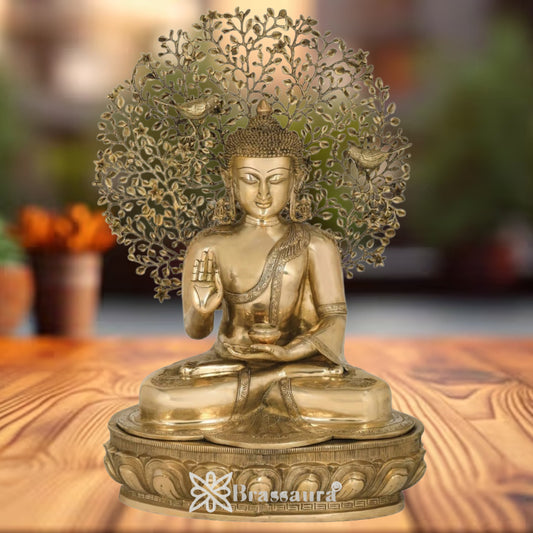 Brass Blessing Tree Buddha Weight 28 kg & Height 28 Inch