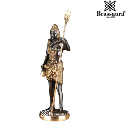 Brassaura™ Handcrafted Brass Shiva Idol – Height 17.5 Inches & Weight 5.8 Kgs | Devotional Sculpture