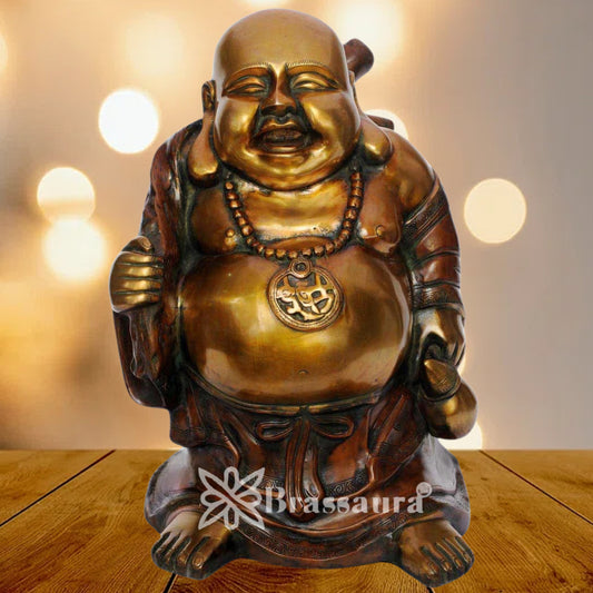 Brass Standing Laughing Buddha Weight 21 Kg & Height 20 Inch