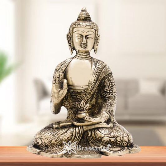 Brass Blessing Buddha Weight 1.1 kg & Height 5.5 Inch