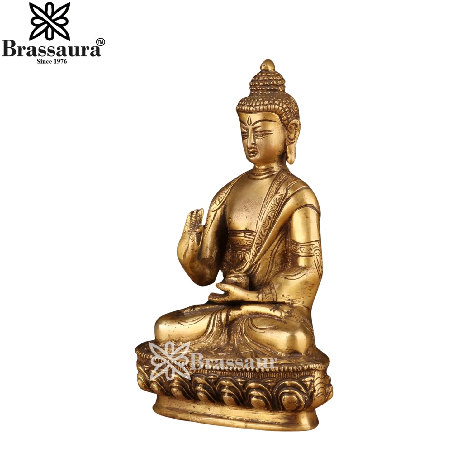 Brass Blessing Buddha Weight 1.8 kg & Height 8 Inch