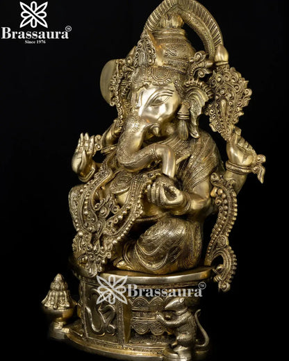 Brass Jewellery Work Ganesha Statue Weight 30 Kg And Height 22.5 Inch