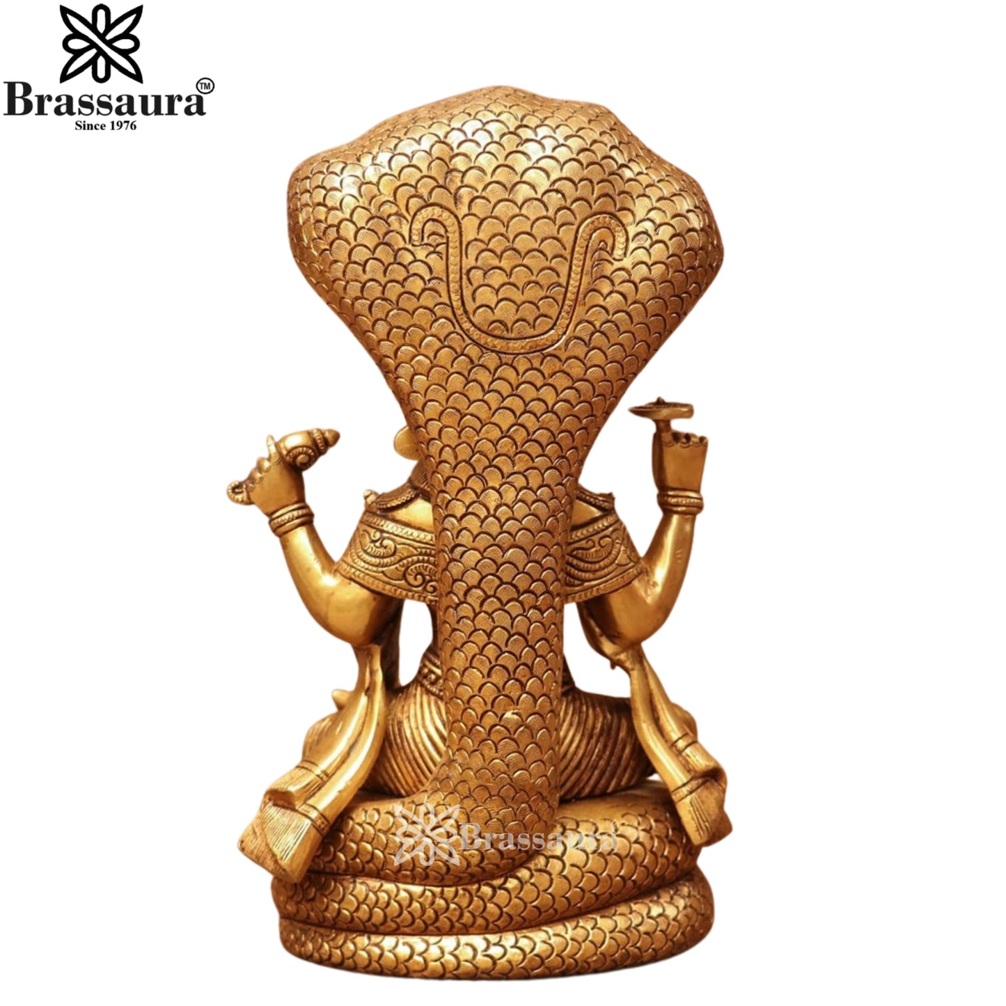 Brass Vishnu On Sheshnaag Statue Weight 7.7 Kg And Height 12.5 Inch