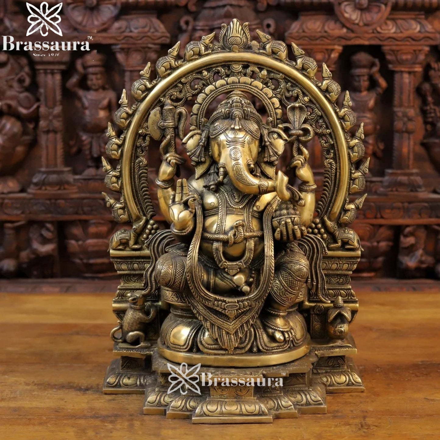 Brass Ring Ganesha Weight 17.5 Kg & Height 19 Inch