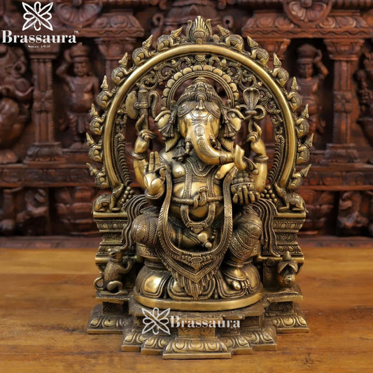 Brass Ring Ganesha Weight 17.5 Kg & Height 19 Inch