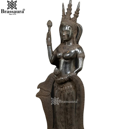 Bronze Combodian Apsara Statue Weight 4.7 Kg And Height 22 Inch