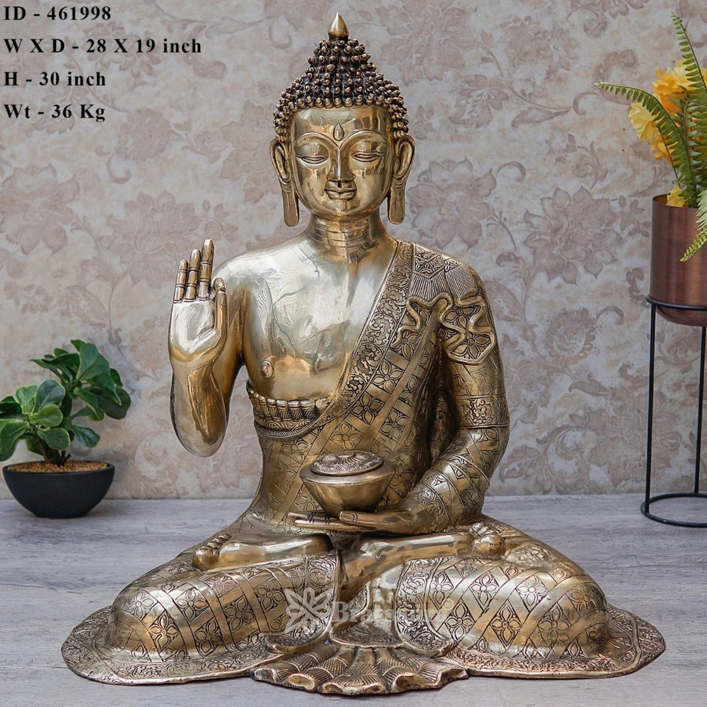 Brass Blessing Buddha Weight 36 kg & Height 30 Inch