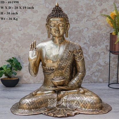 Brass Blessing Buddha Weight 36 kg & Height 30 Inch