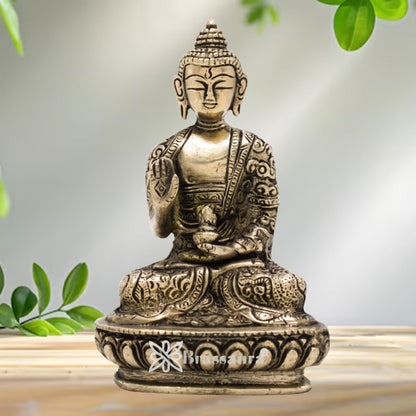 Brass Blessing Buddha Weight 0.9 kg & Height 5.5 Inch