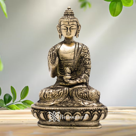 Brass Blessing Buddha Weight 0.9 kg & Height 5.5 Inch