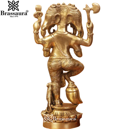 Brass Panchmukhi Ganesha Statue Weight 3.8 Kg & Height 12 Inch