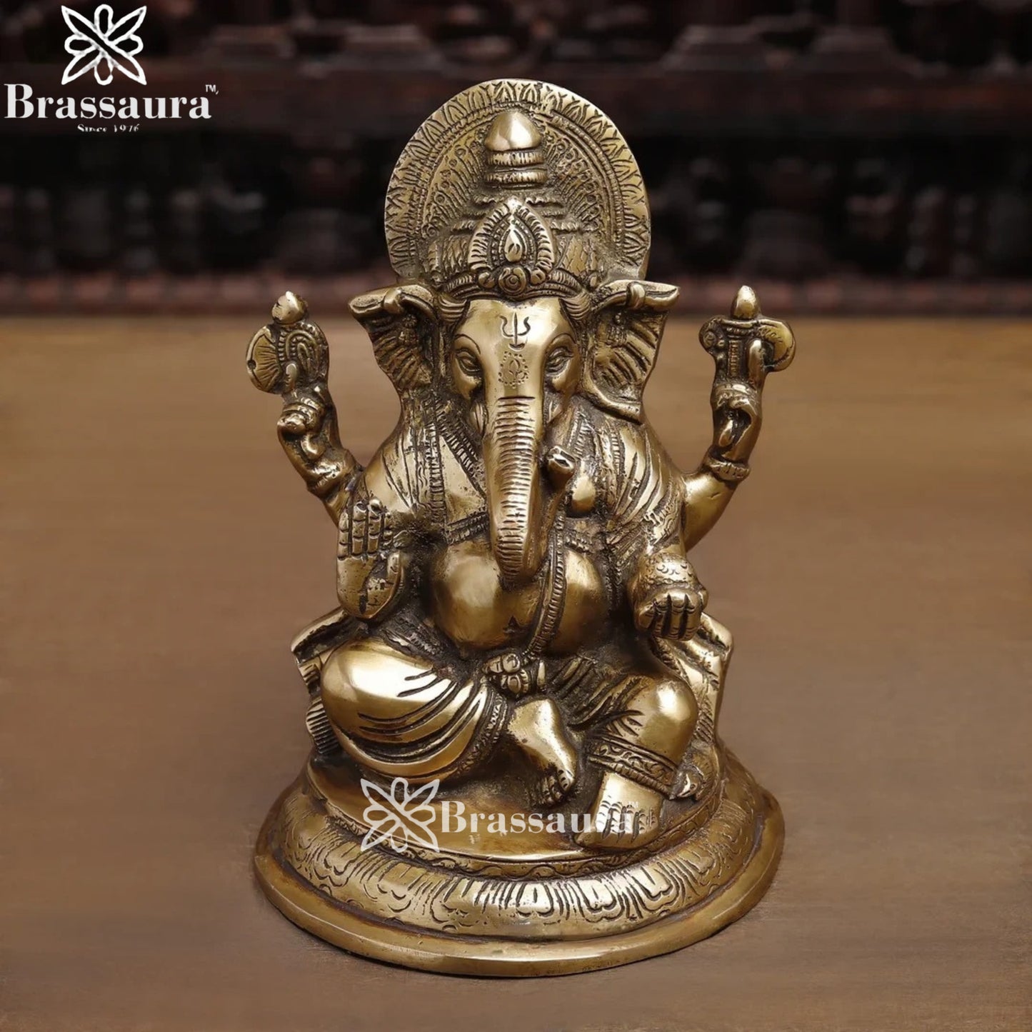 Brass Ganesha Weight 3.7 Kg & Height 8.5 Inch