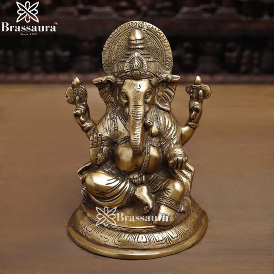 Brass Ganesha Weight 3.7 Kg & Height 8.5 Inch