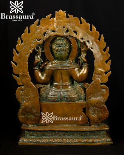 Brass Ring Ganesha Statue Weight 16.8 Kg And Height 18 Inch