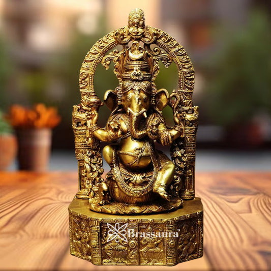Brass Ring Ganesha Statue Weight 14.5 Kg & Height 20 Inch