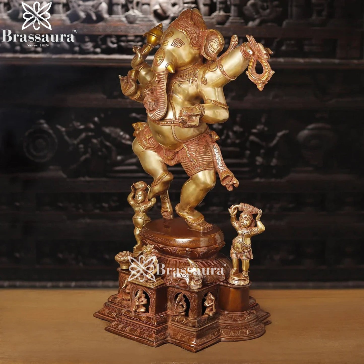Brass Dancing Ganesha Weight 64.3 Kg & Height 40 Inch