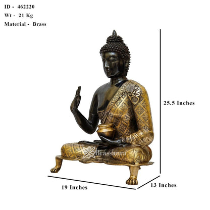Brass Blessing Buddha Weight 21 kg & Height 25.5 Inch