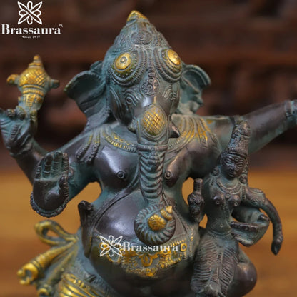 Brass Dancing Ganesha Weight 3.64 Kg & Height 11 Inch