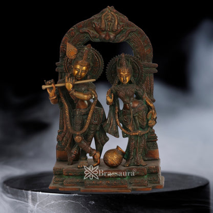 Brass Antique Radha Krishna Statue Weight 7.2 Kg And Height 14 Inch