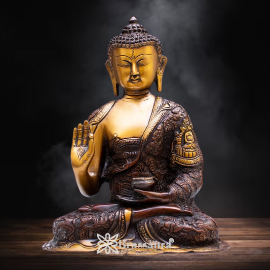 Brass Bhumisprasa Buddha Weight 5 kg & Height 11 Inch