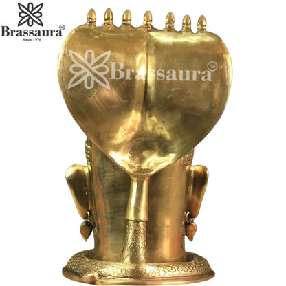 Brass Shiva Mukhlingam With Naagraaj Statue Weight 8.7 Kg And Height 13 Inch