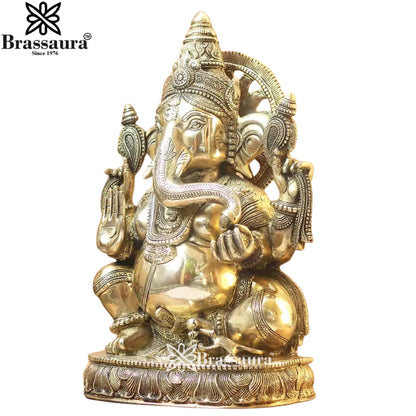 Brass Ganesha Statue Weight 21.55 Kg And Height 19 Inch