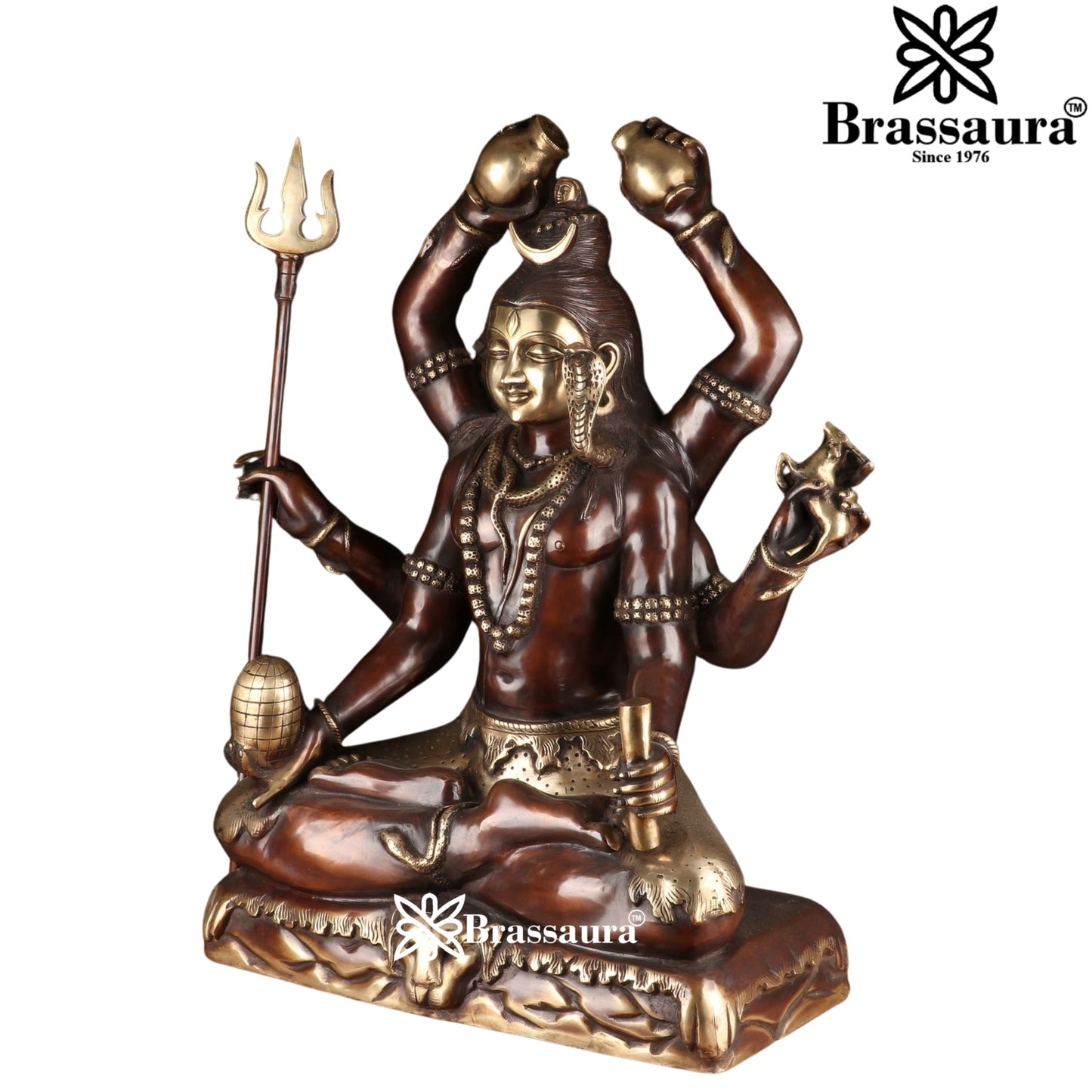 Brassaura™ Traditional Brass Lord Shiva Murti – Height 30 & Weight 48 Kgs | Sacred Home Accent