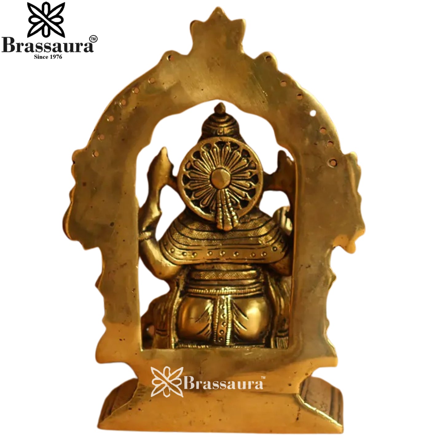 Brass Ring Ganesha Statue Weight 1.55 Kg And Height 7 Inch