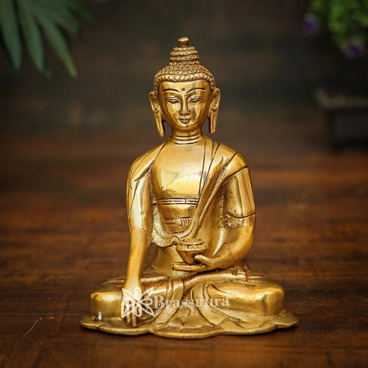 Brass Bhumisprasa Buddha Weight 1.1 kg & Height 6.5 Inch