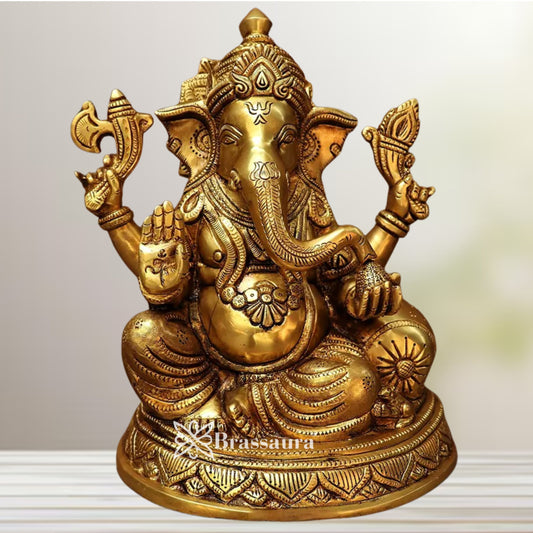 Brass Ganesha Statue Weight 4.8 Kg & Height 9.5 Inch