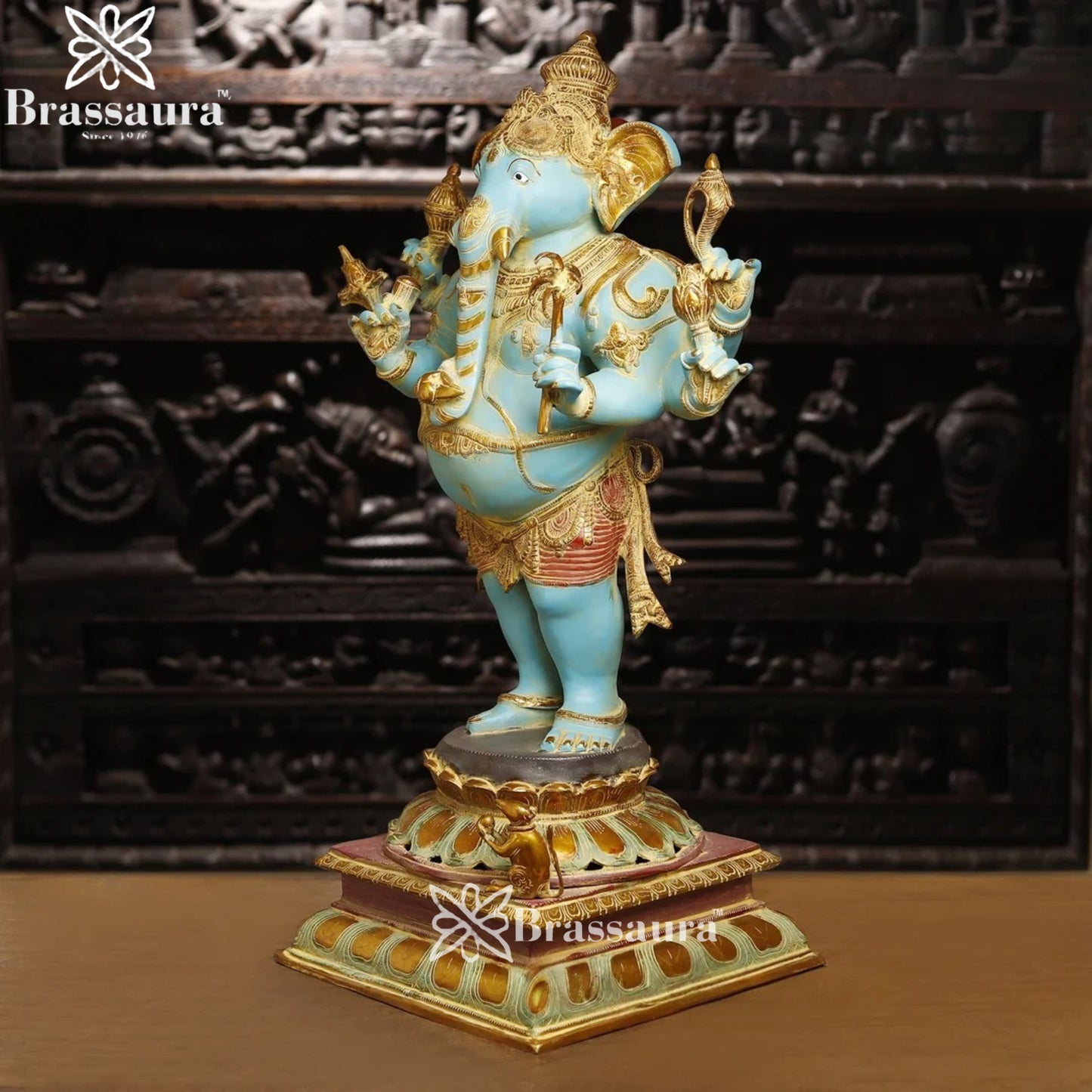 Brass Standing Ganesha Weight 45.7 Kg & Height 36 Inch