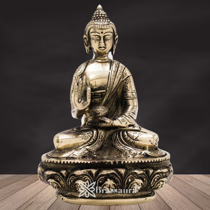Brass Blessing Buddha Weight 0.9 kg & Height 5.5 Inch