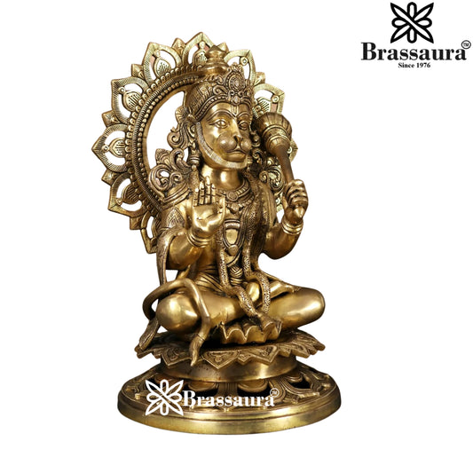 Brassaura™ Traditional Brass Hanuman Idol – Height 18 Inches & Weight 19 Kgs | Devotional Figurine