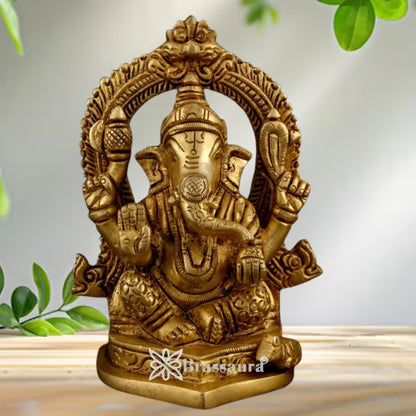 Brass Ring Ganesha Statue Weight 1 Kg And Height 4.5 Inch