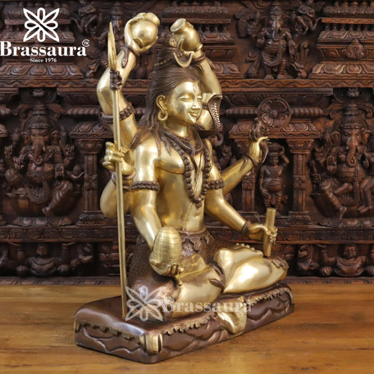 Brassaura™ Pure Brass Lord Shiva Murti – Height 12.4 Inches & Weight 46.8 Kgs | Devotional Idol