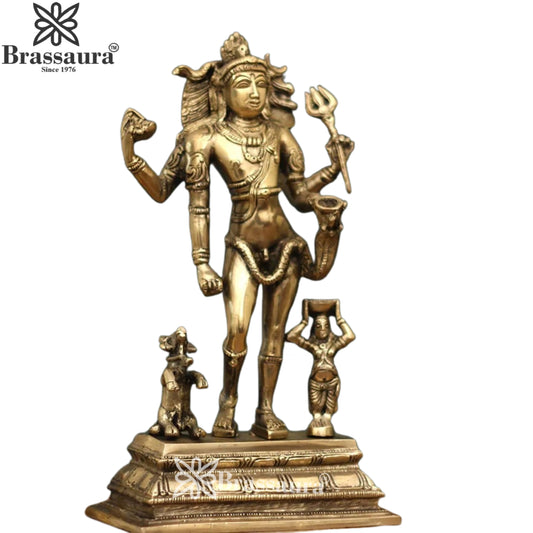 Brassaura™ Brass Bhikshatana Shiva Idol – Height 11 Inches & Weight 2.8 Kgs | Hindu Devotional Idol