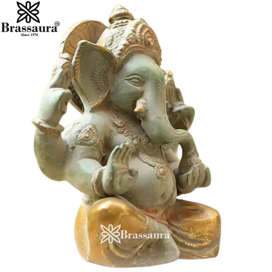 Brassaura Brass Ganesha Idol | Height 6 Inches