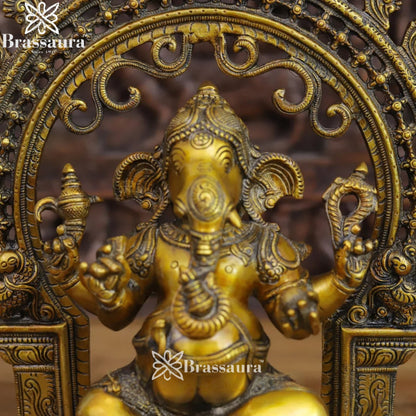 Brass Ring Ganesha Weight 8.58 Kg & Height 15 Inch