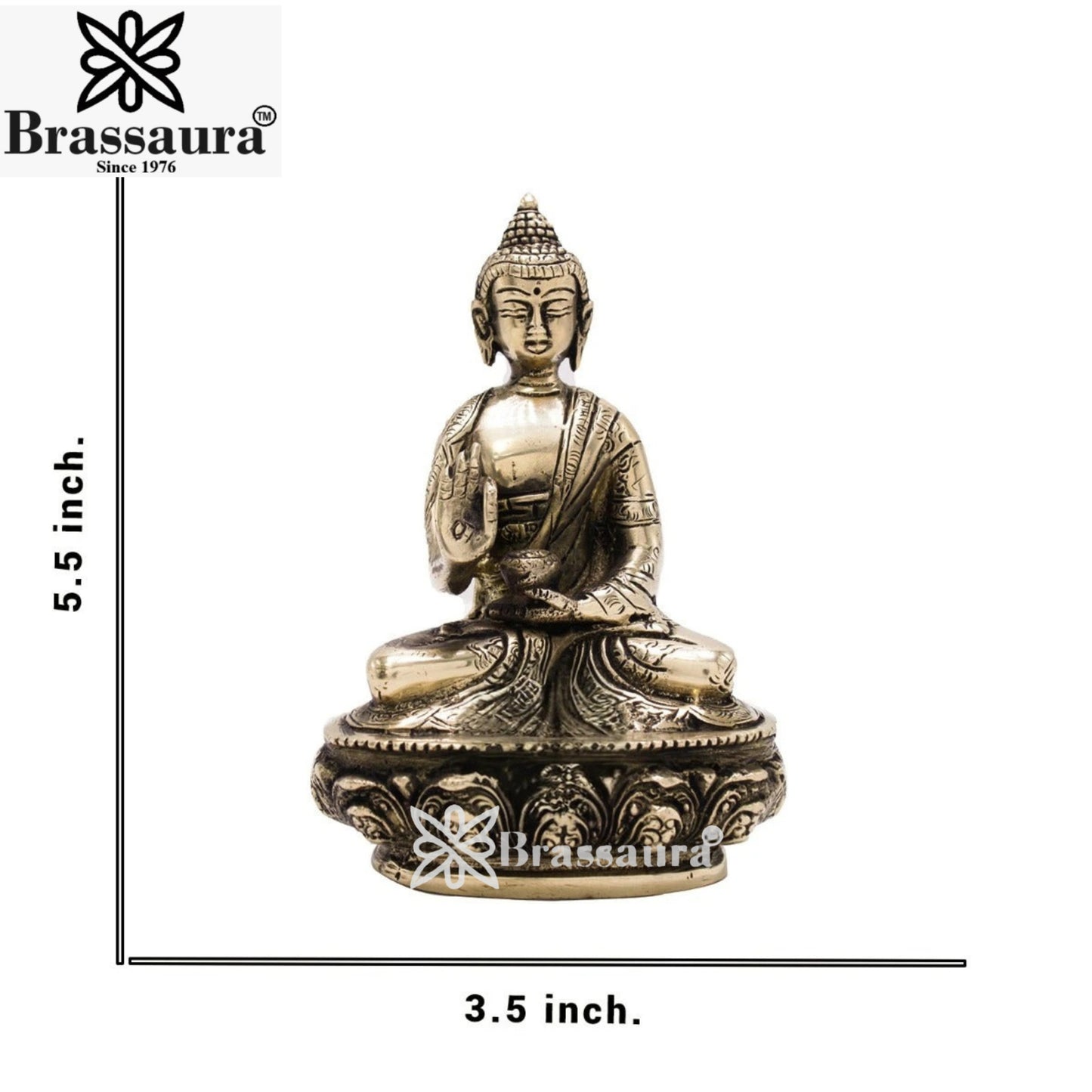 Brass Blessing Buddha Weight 0.9 kg & Height 5.5 Inch